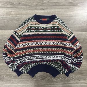 Vintage Grandpa Grunge Sweater Adult Large Fair Isle Geometric 90s EUC Boxy
